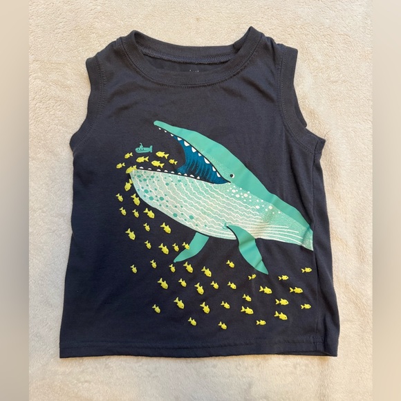 Carter's Grayish Blue Tank Top with Whale and Fish Graphic Boys 3T - Picture 1 of 5